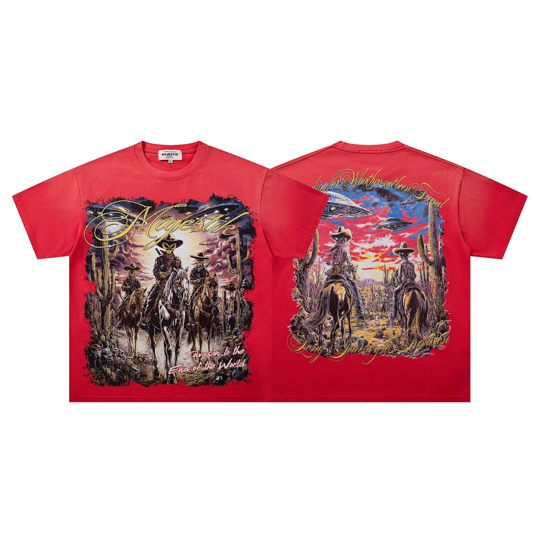 MAJESTIK Western Cowboy Graphic T-Shirt