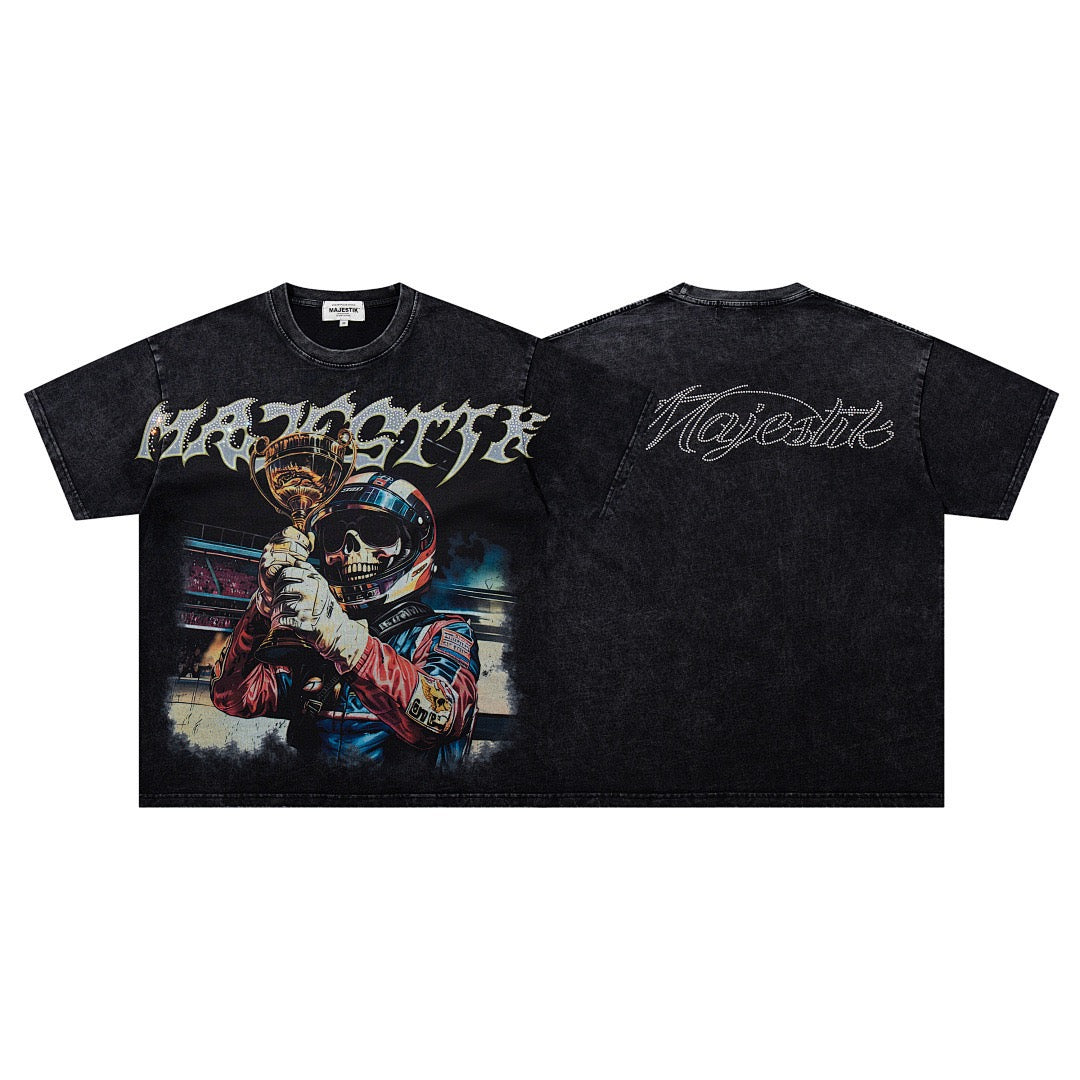 MAJESTIK Racing Skull Graphic T-Shirt