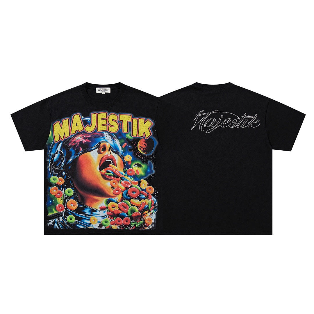 MAJESTIK Space Graphic Futuristic T-Shirt