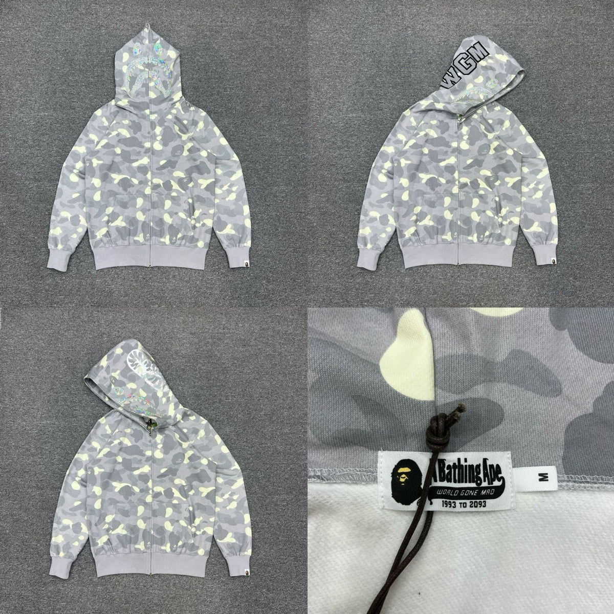 A BATHING APE ABC Camo Shark Full Zip Hoodie Grey