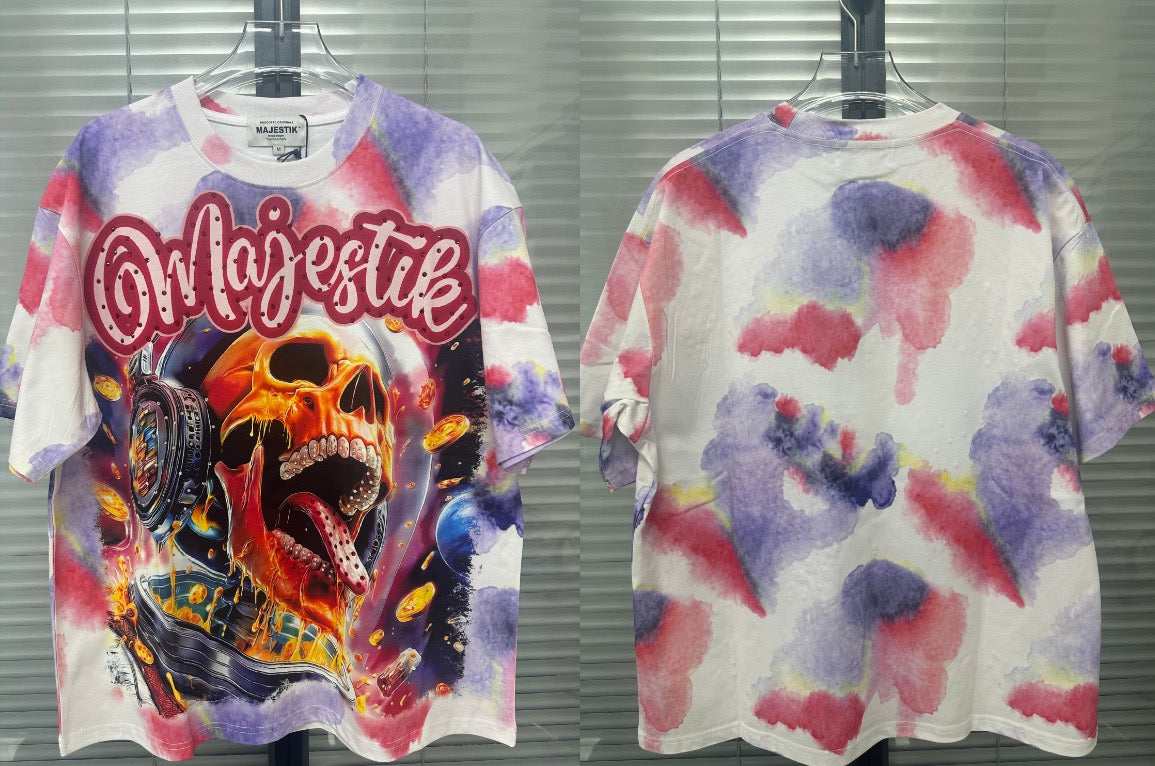Majestik Skull Graphic Tie Dye T-Shirt