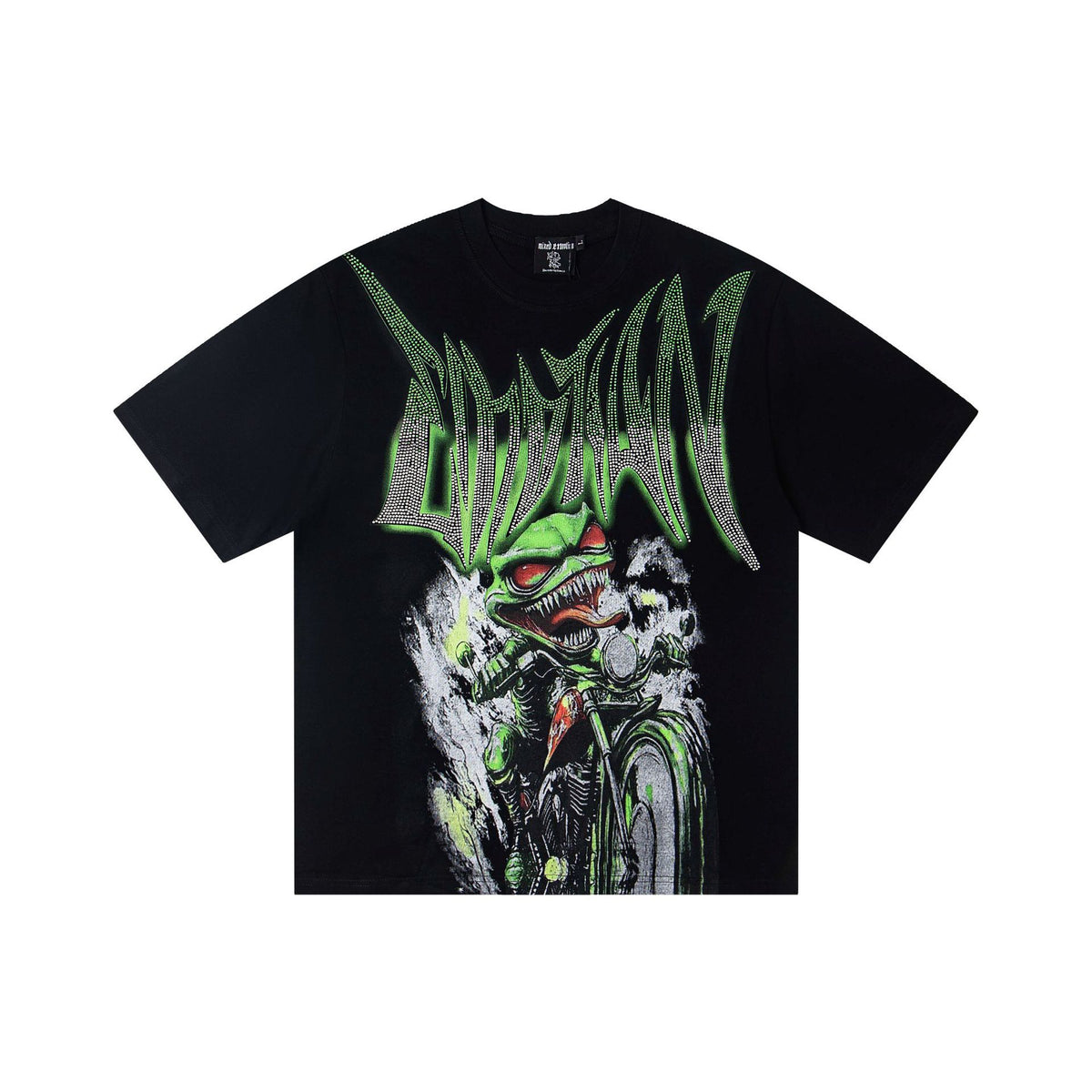 EMOTION Alien Graphic Rhinestone Oversized T-Shirt