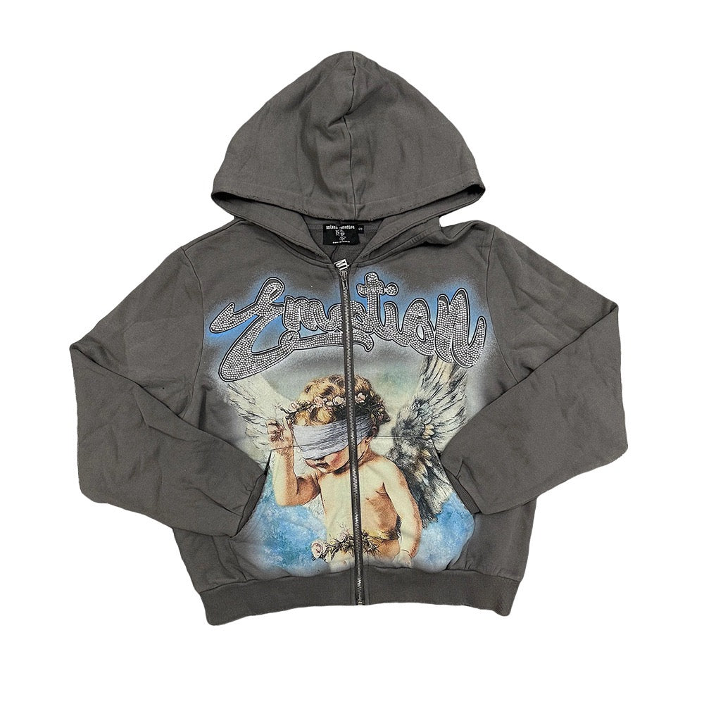 EMOTION Angel Graphic Zip Up Hoodie