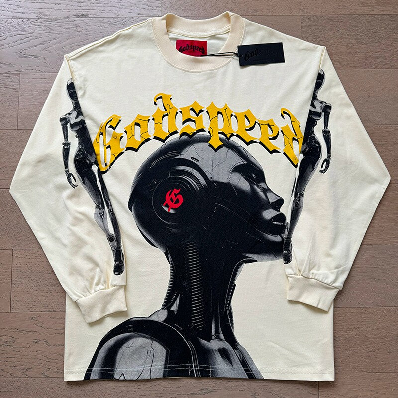 GodSpeed Gothic Graphic Cream Long Sleeve T-Shirt