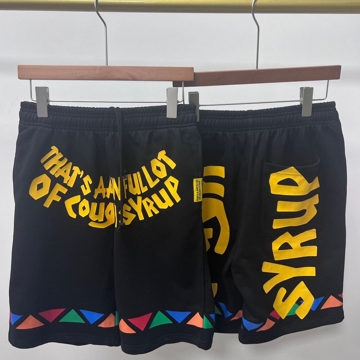 COUGH SYRUP Black Graphic Print Shorts