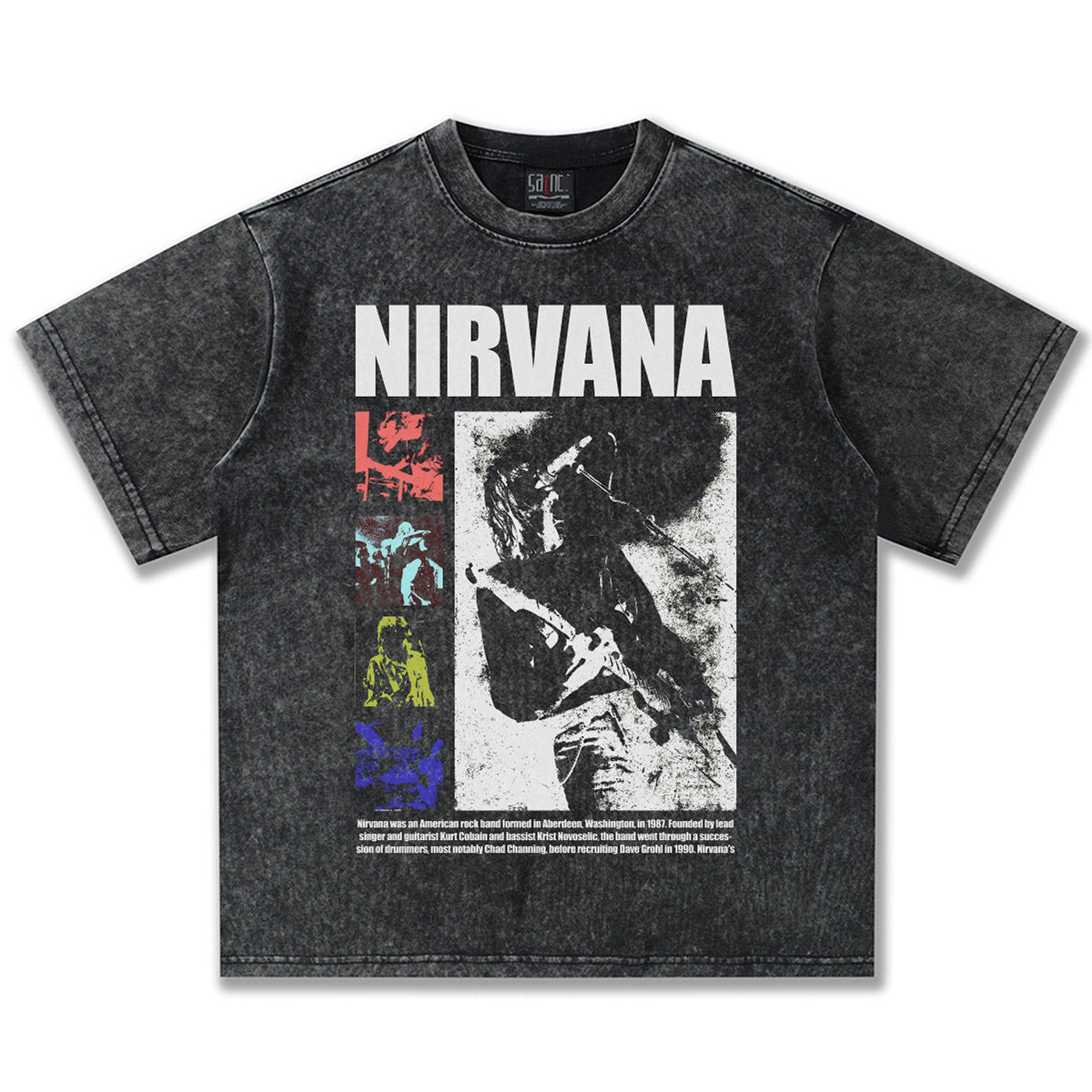 NIRVANA Washed Black Band Graphic T-Shirt