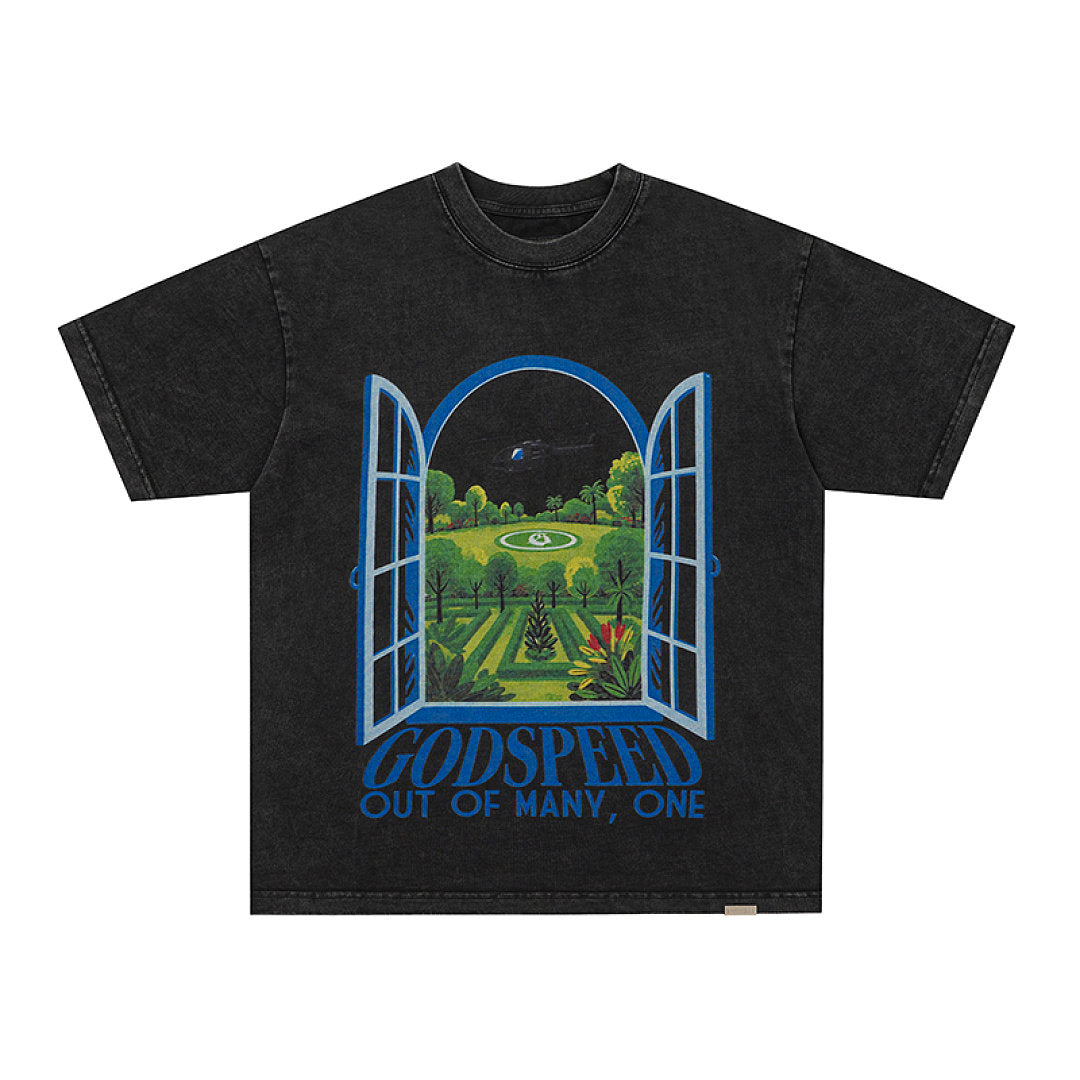 GodSpeed Helicopter Graphic T-Shirt – Washed Black