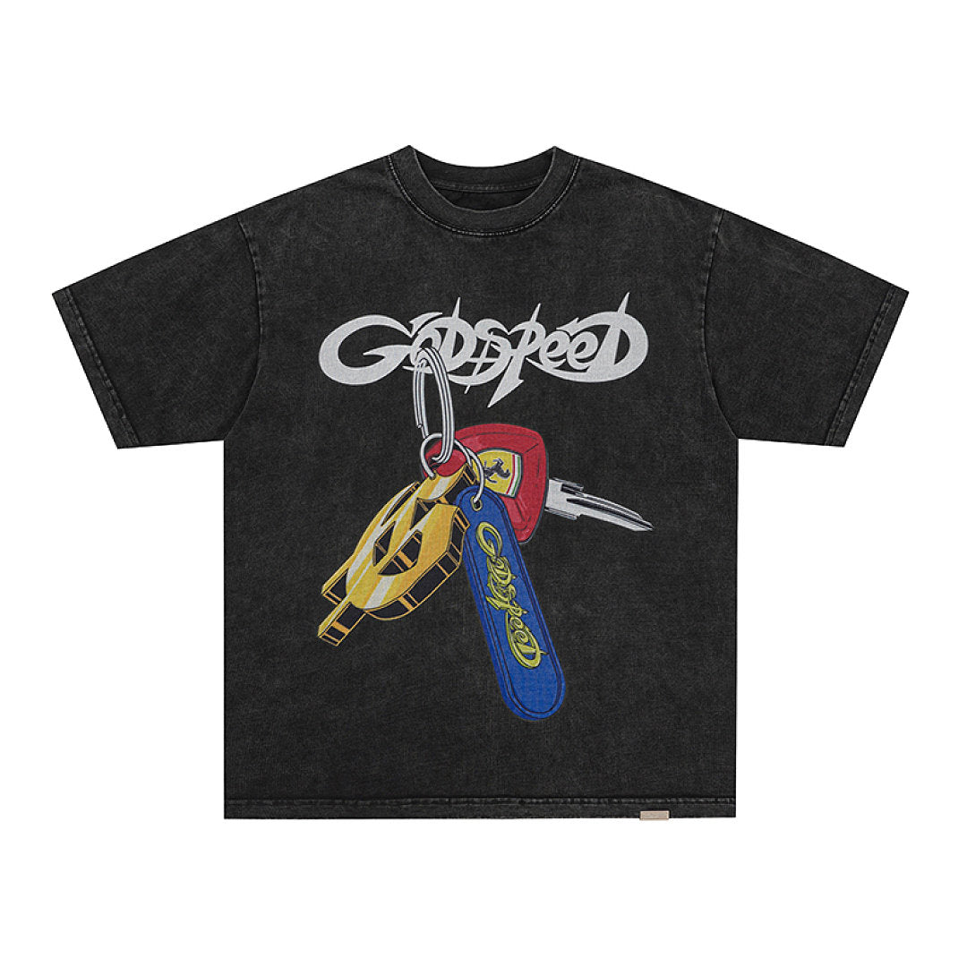 GodSpeed G2017 Washed Black Keychain Graphic T-Shirt