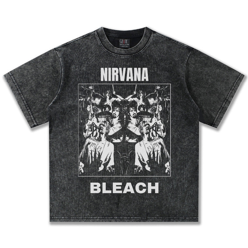 NIRVANA Bleach Vintage Washed Black T-Shirt