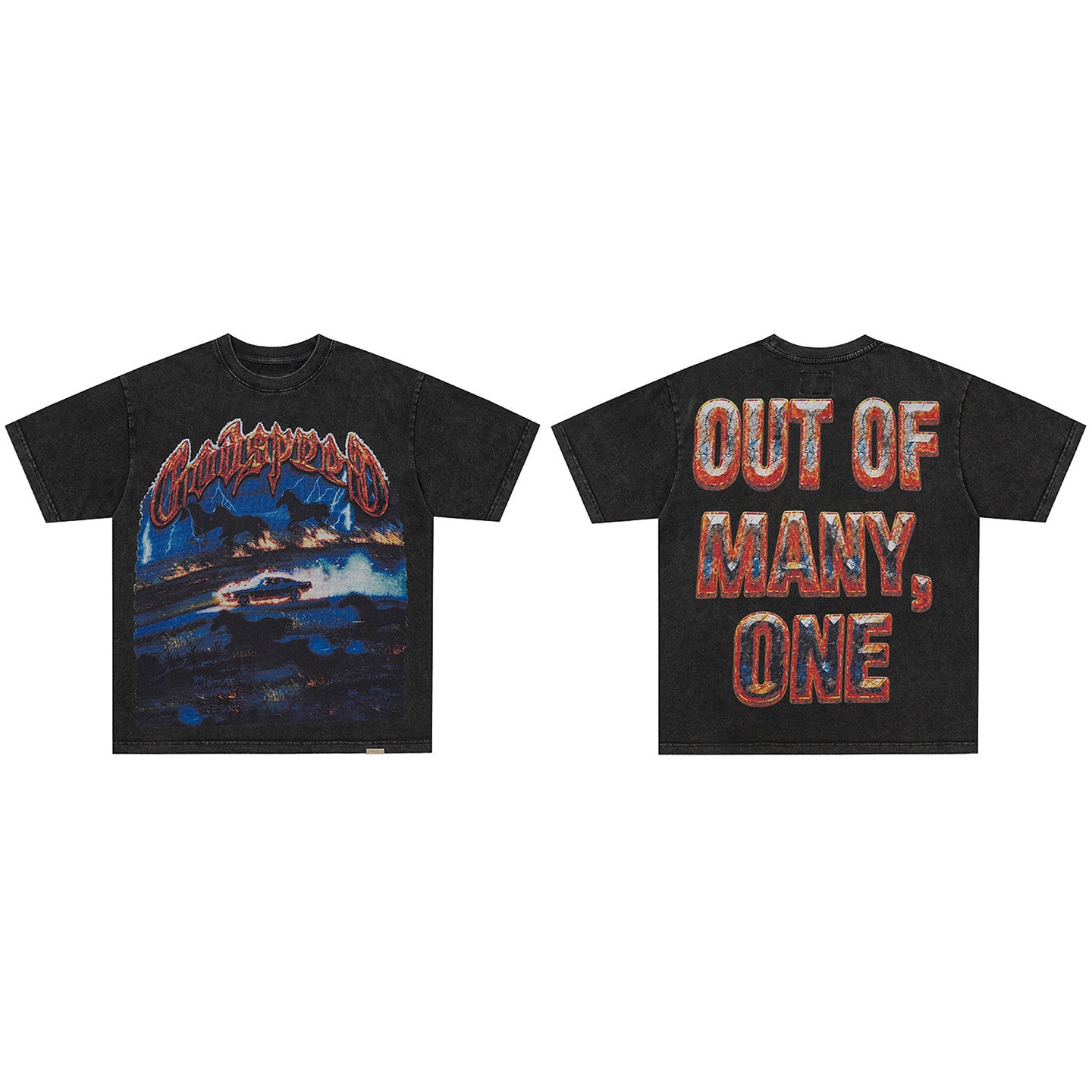 GodSpeed Out of Many One Washed Black T-Shirt