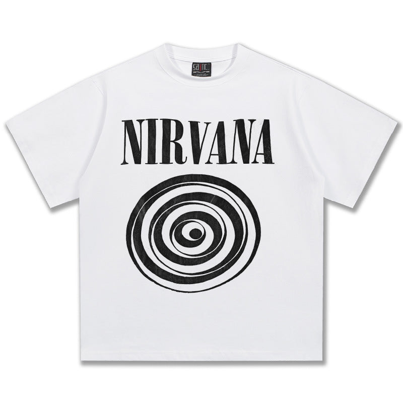 NIRVANA White Circle Graphic T-Shirt