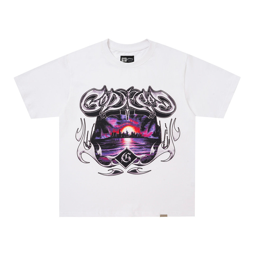 GodSpeed White Sunset Graphic T-Shirt
