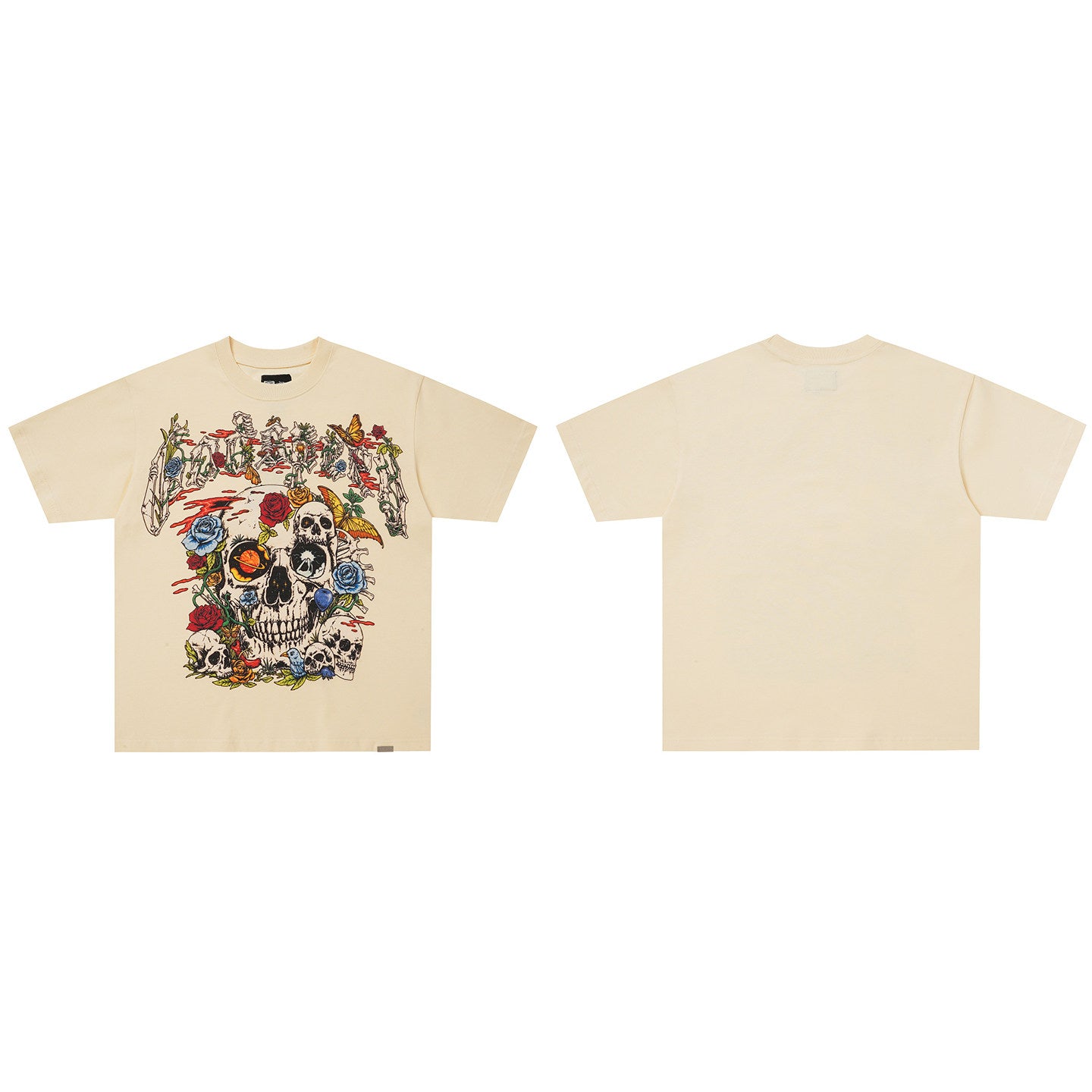 GodSpeed Cream Skull Rose Graphic T-Shirt