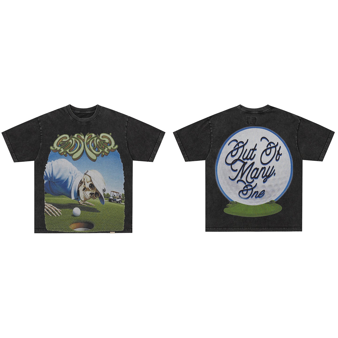 GodSpeed Out of Many One Washed Black Graphic T-Shirt