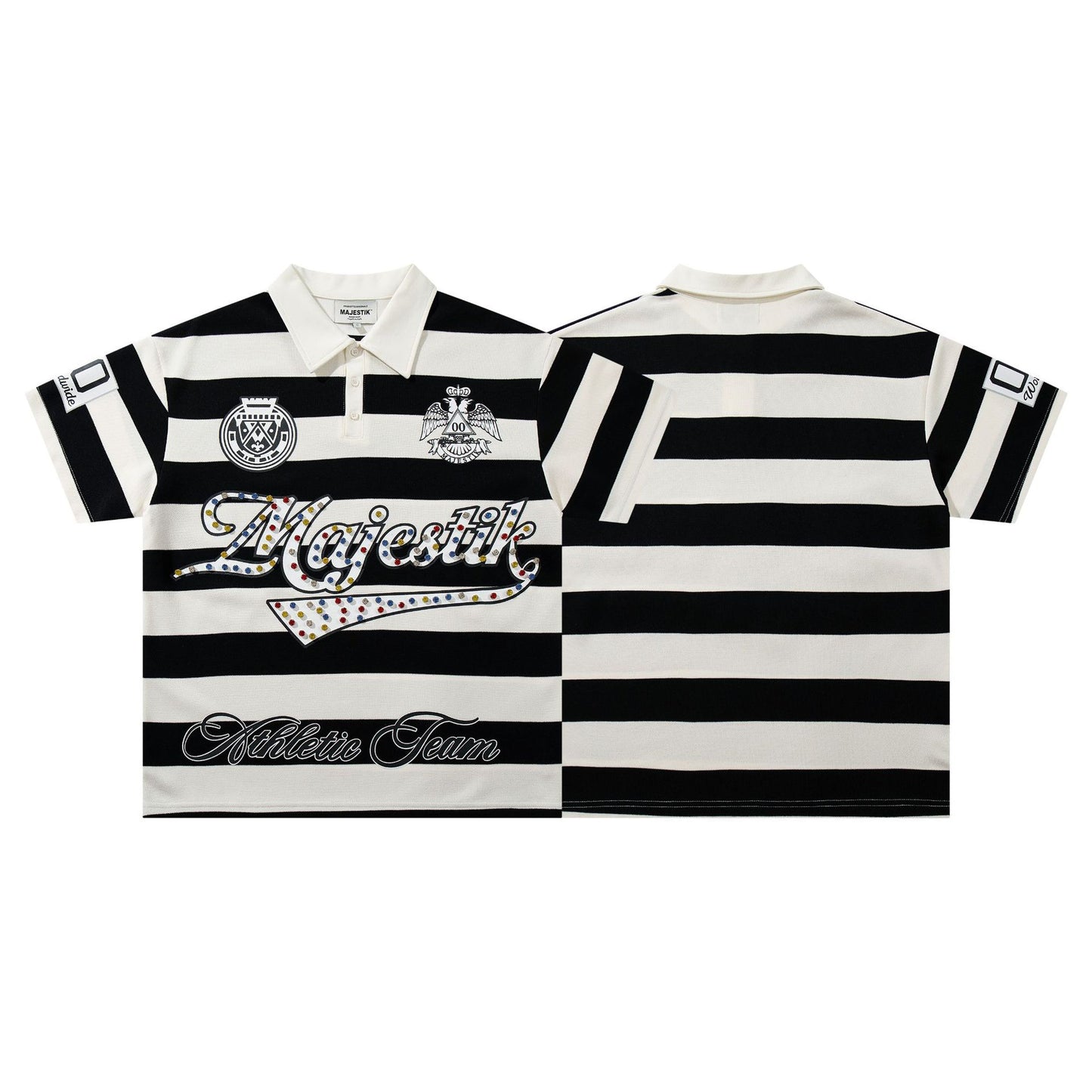 MAJESTIK Striped Logo Polo Shirt