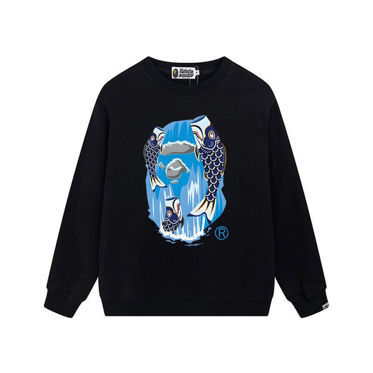 A BATHING APE Fish Camo Ape Head Graphic Crewneck Sweatshirt