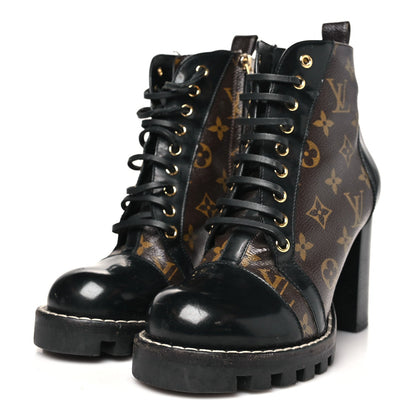 Patent Calfskin Monogram Star Trail Ankle Boots 38.5 Black