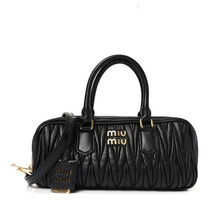 Nappa Matelasse Large Arcadie Top Handle Bag Black