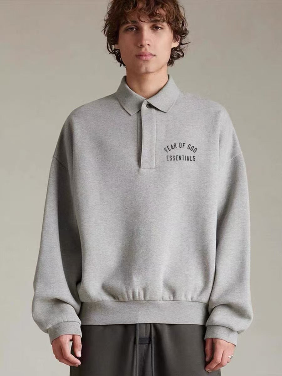 Minimalist Collared Pullover Sweatshirt