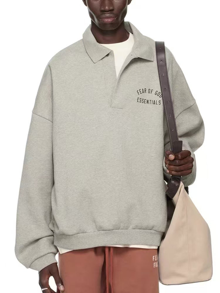 Minimalist Collared Pullover Sweatshirt