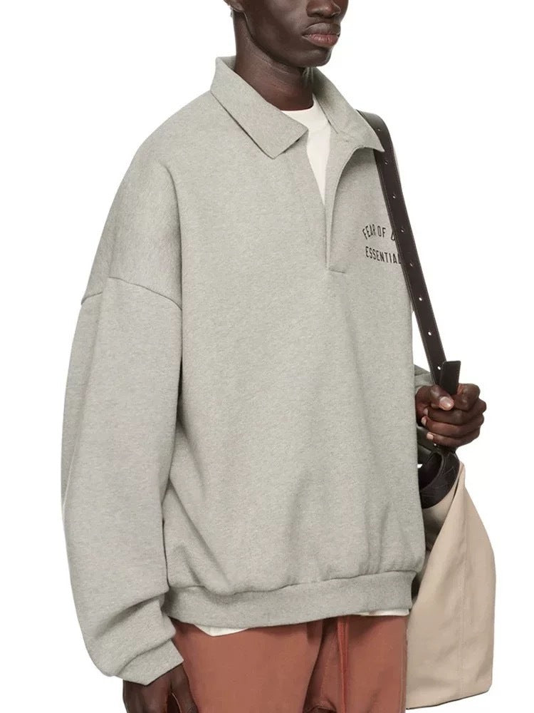 Minimalist Collared Pullover Sweatshirt