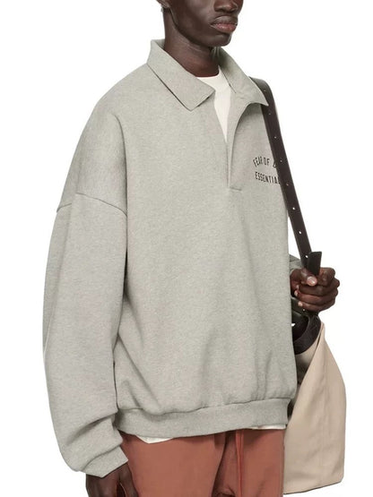 Minimalist Collared Pullover Sweatshirt