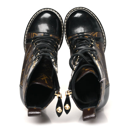 Patent Calfskin Monogram Star Trail Ankle Boots 38.5 Black