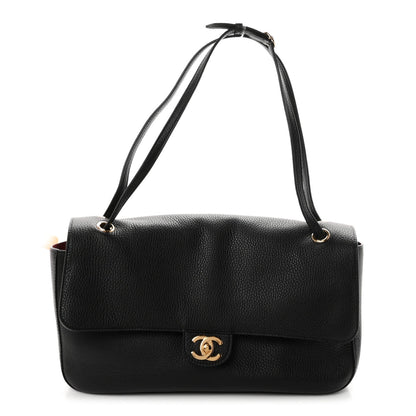 Grained Calfskin Small Souplissimo Maxi Flap Black