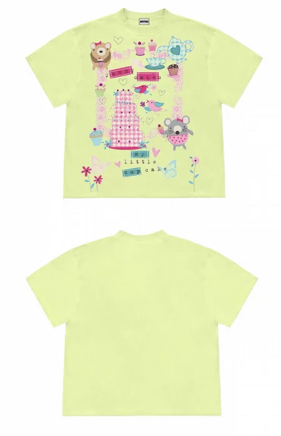 Cute Cupcake Animal Graphic Oversized T-Shirt