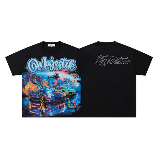 MAJESTIK Neon Racing Graphic T-Shirt