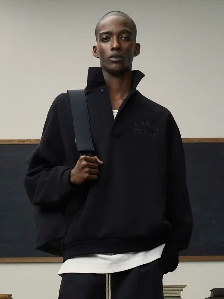Minimalist Collared Pullover Sweatshirt