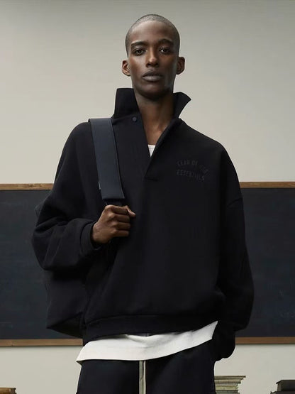 Minimalist Collared Pullover Sweatshirt