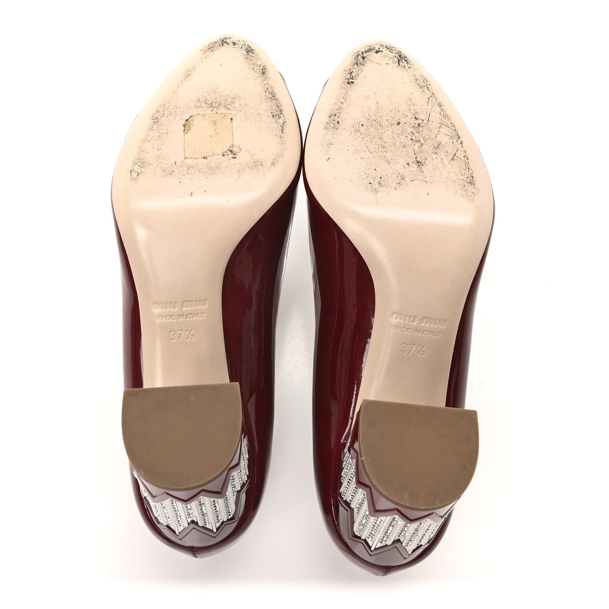 Patent Crystal Peep Toe Pumps 37.5 Burgundy