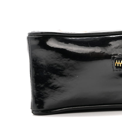 Patent Quilted CC Barbie Heart Vanity Case Black