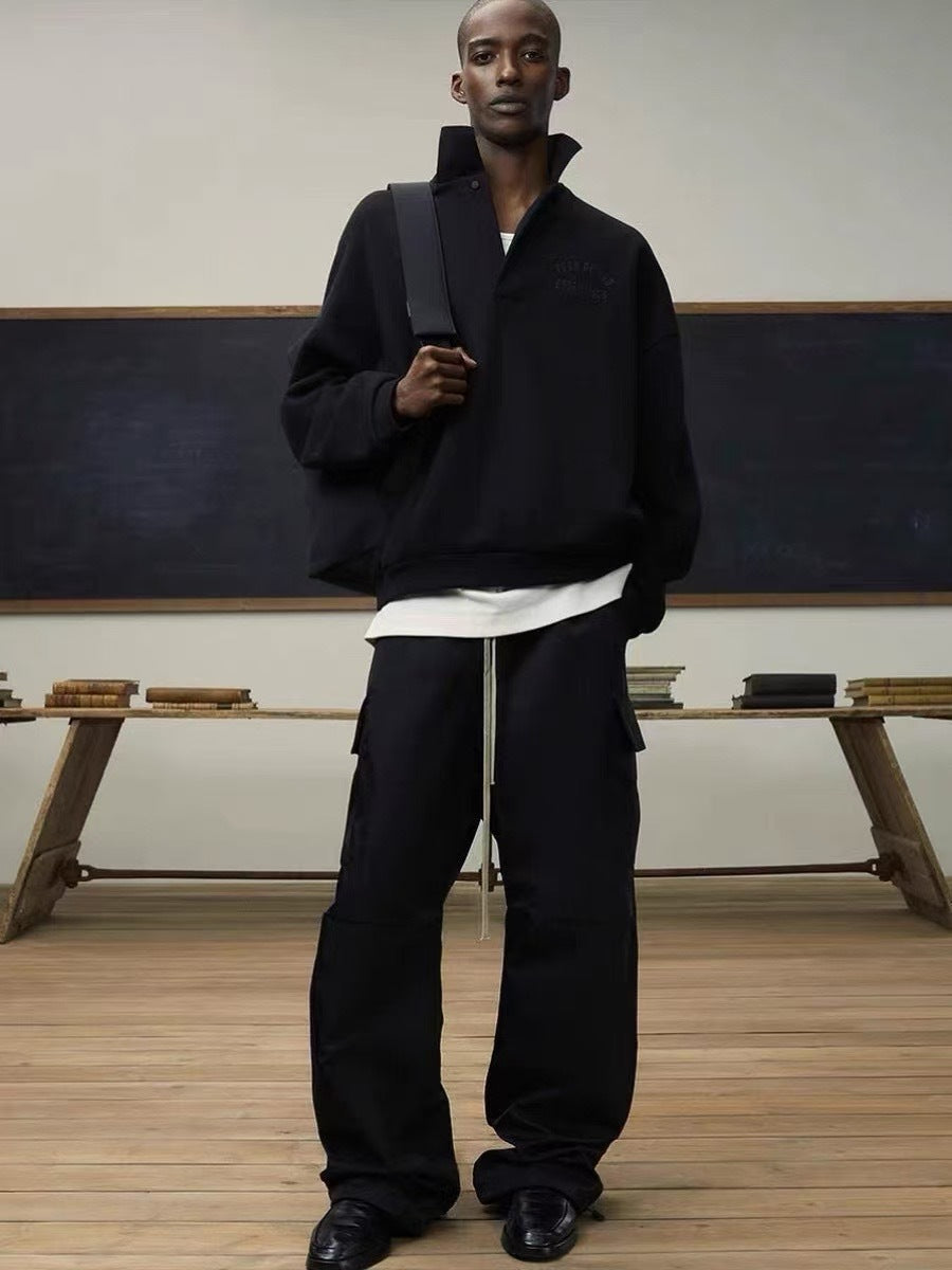 Minimalist Collared Pullover Sweatshirt