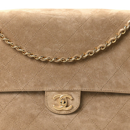 Suede Calfskin Souplissimo Maxi Flap Dark Beige