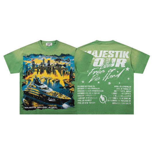 MAJESTIK Vintage Yacht Graphic T-Shirt