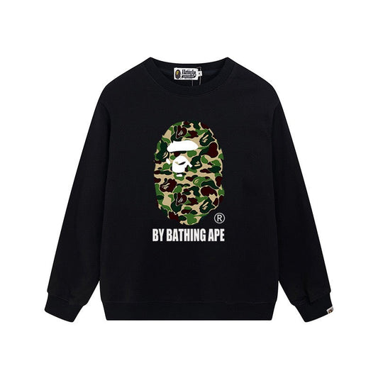 BAPE Green Camo Ape Head Crewneck Sweatshirt Black