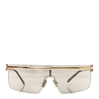 Metal Rectangle Shield Sunglasses SMU50Z Grey Gold