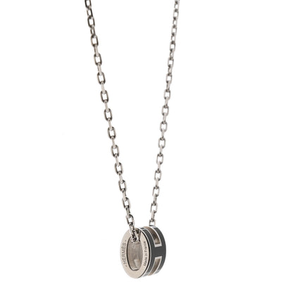 Lacquered Palladium Mini Pop H Pendant Necklace Black