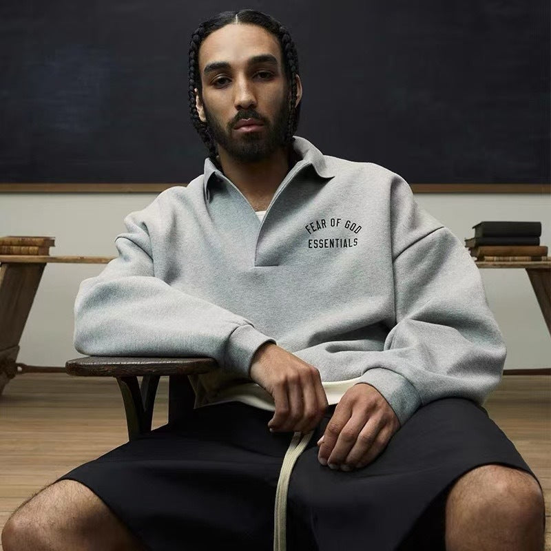 Minimalist Collared Pullover Sweatshirt
