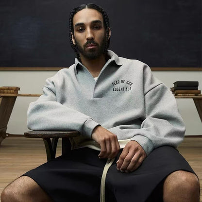 Minimalist Collared Pullover Sweatshirt