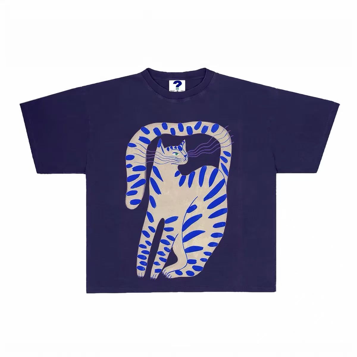 Vintage Abstract Cat Graphic Oversized T-Shirt