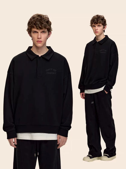 Minimalist Collared Pullover Sweatshirt