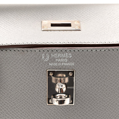 Epsom Bi-Color Horseshoe Kelly Sellier 25 Gris Mouette Craie