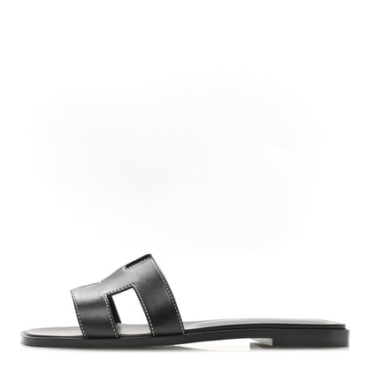 Box Calfskin Oran Sandals 36.5 Black