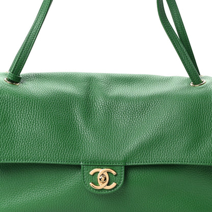 Grained Calfskin Small Souplissimo Maxi Flap Green