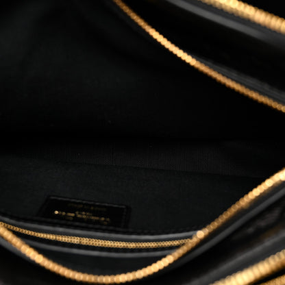 Crinkled Calfskin Small Grand Tour Bowling Bag Black