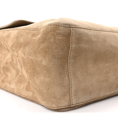 Suede Calfskin Souplissimo Maxi Flap Dark Beige