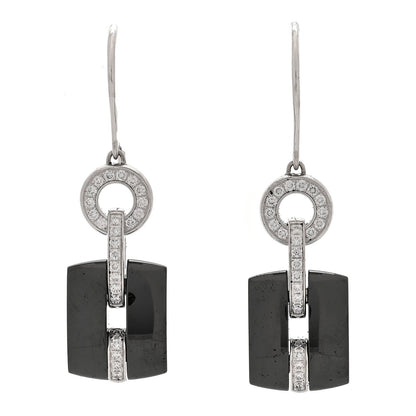 18K White Gold Diamond Ceramic Ultra Drop Earrings Black